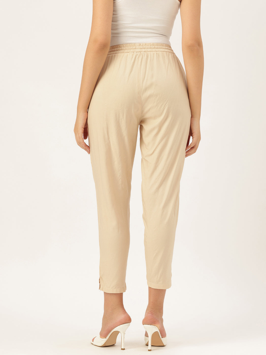 Beige Solid Pencil Pant, Solid Pant, Pencil Pant, Pain Pant