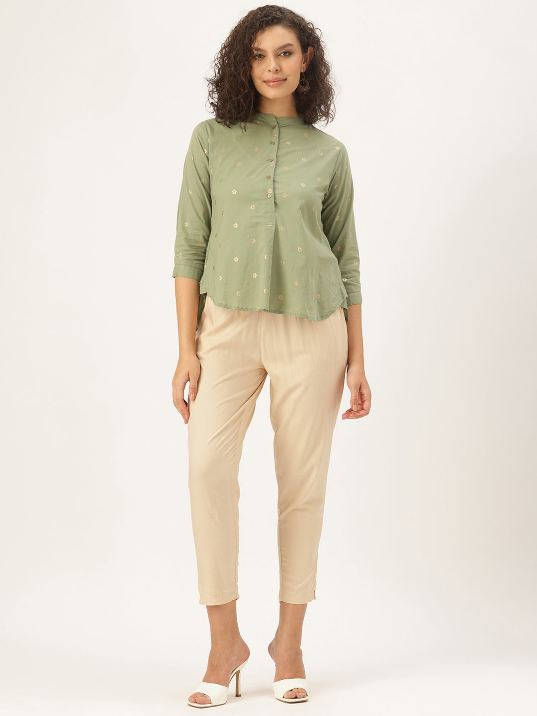 Beige Solid Pencil Pant, Solid Pant, Pencil Pant, Pain Pant