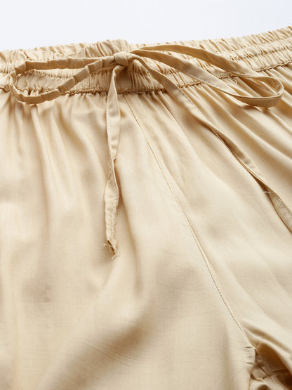 Beige Solid Pencil Pant, Solid Pant, Pencil Pant, Pain Pant