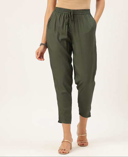 Olive Solid Pencil Pant, Solid Pant, Pencil Pant, Pencil pant, Formal wear pant, Everyday wear pant