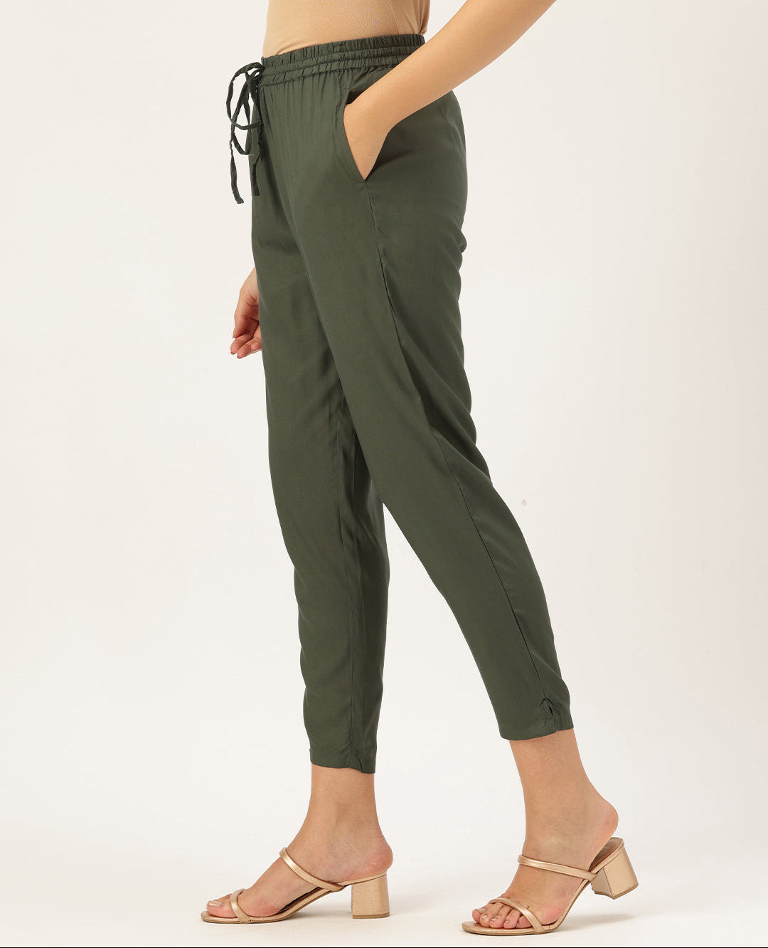 Olive Solid Pencil Pant, Solid Pant, Pencil Pant, Pencil pant, Formal wear pant, Everyday wear pant