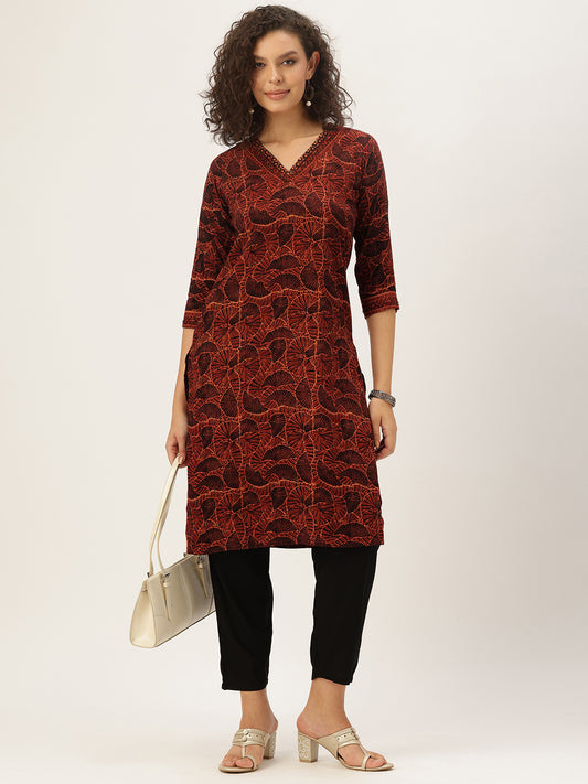 Red Printed Kurta