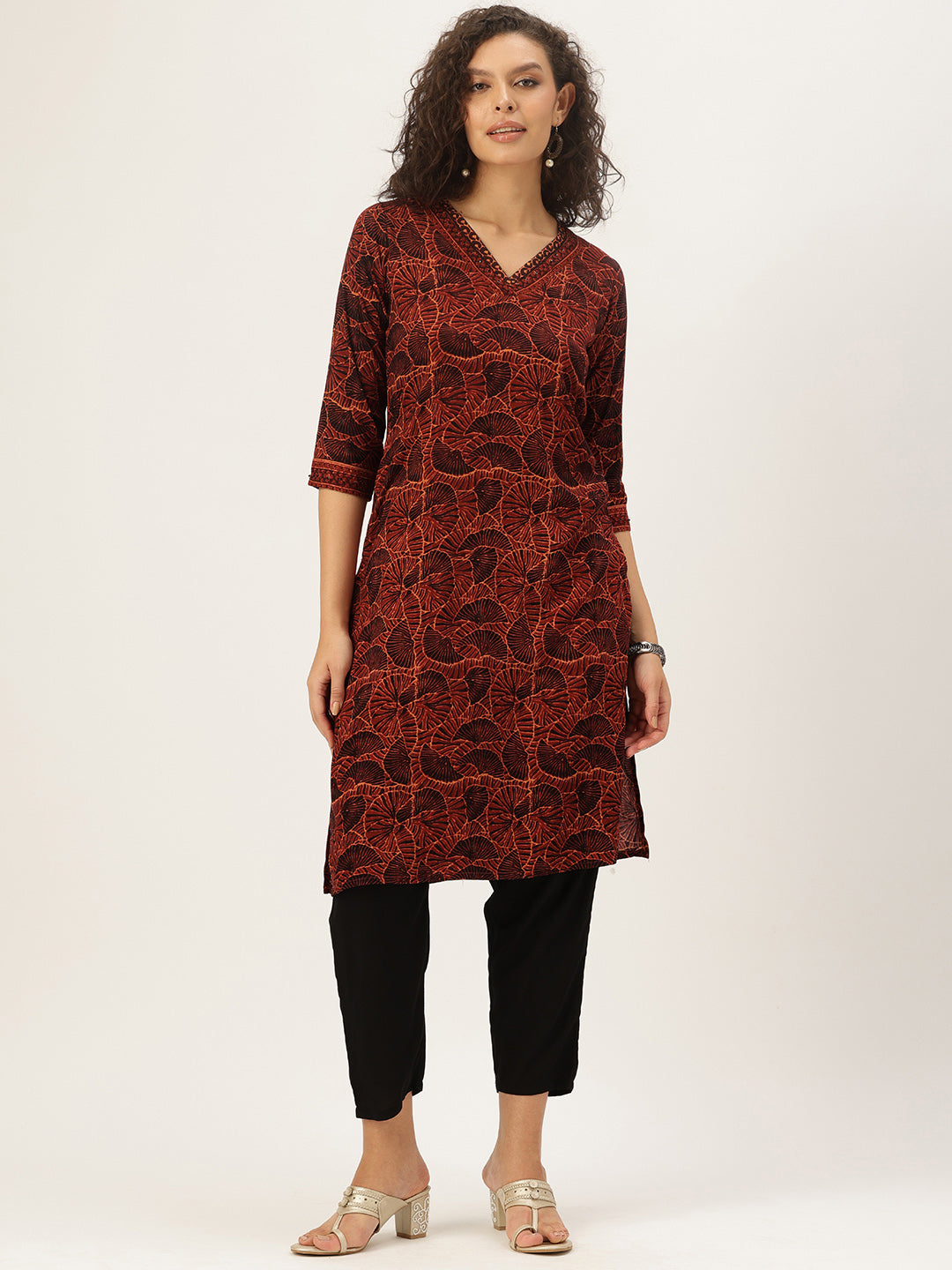 Red Printed Kurta