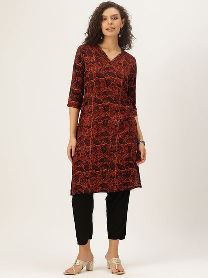 Red Printed Kurta