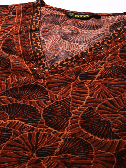 Red Printed Kurta