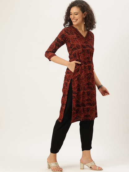 Red Printed Kurta