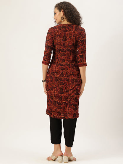 Red Printed Kurta