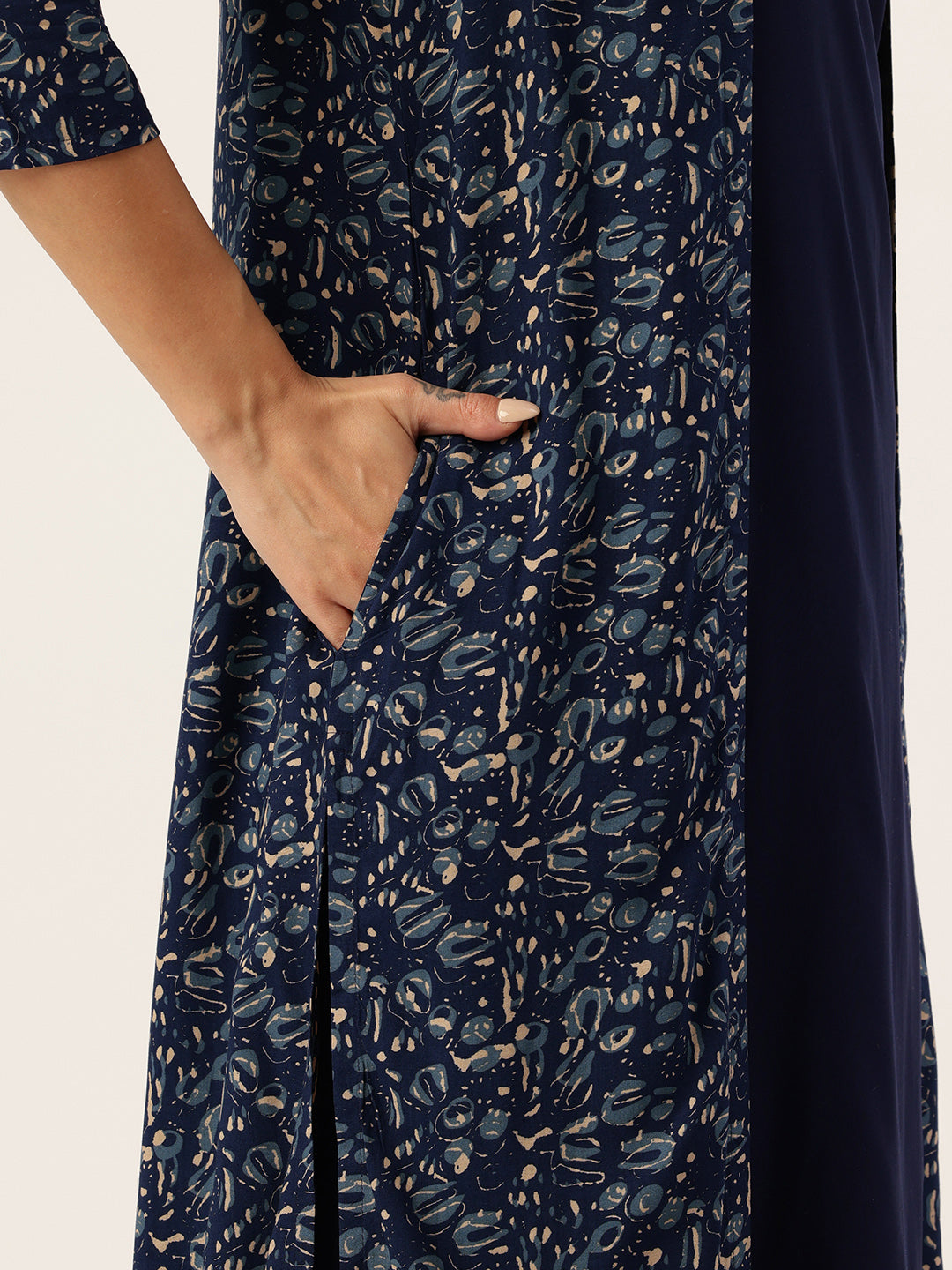 Blue Round Neck Midi Dress With Shrug, dress with shrug, midi dress, round neck dress, blue dress