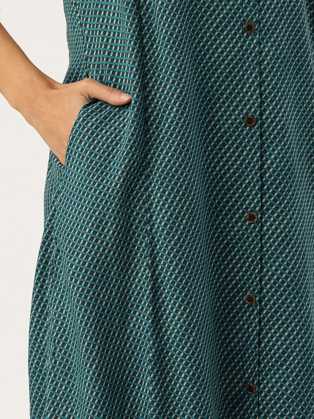 Green Geometric Printed Kurta