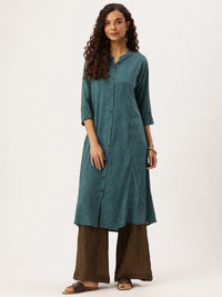 Green Geometric Printed Kurta