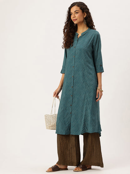 Green Geometric Printed Kurta