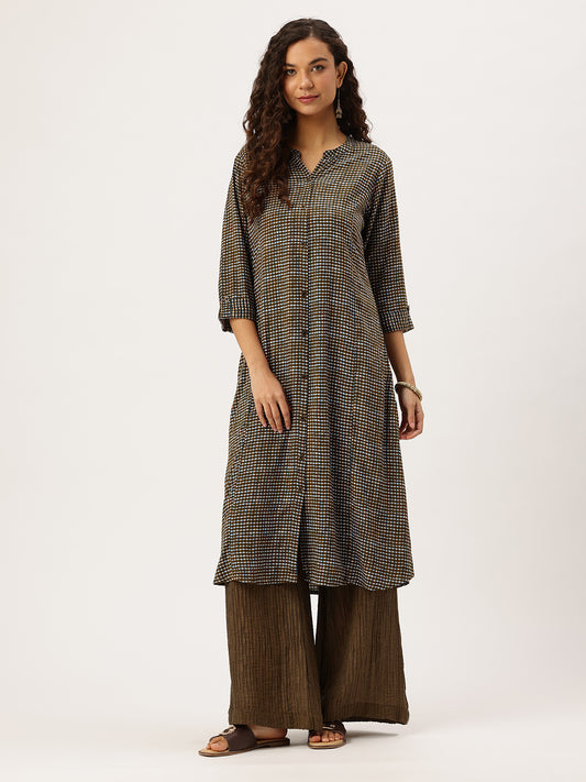 Black Geometric Printed Kurta