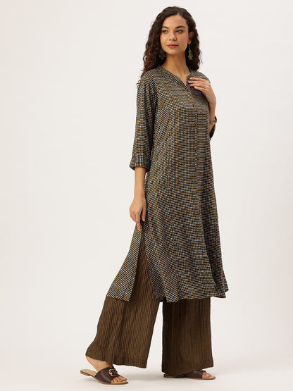 Black Geometric Printed Kurta