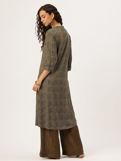 Black Geometric Printed Kurta