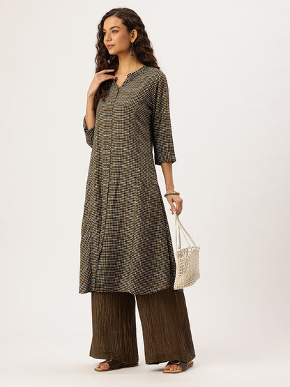 Black Geometric Printed Kurta