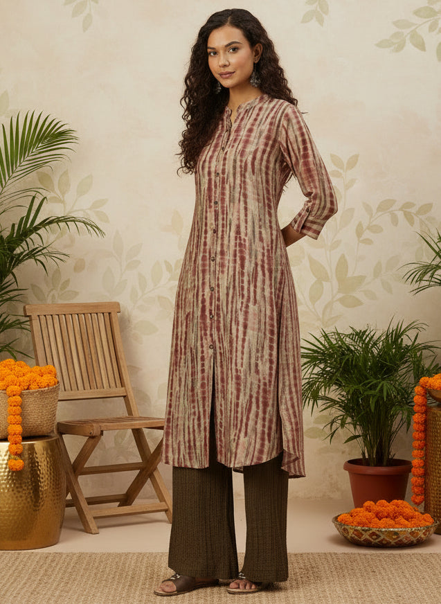 Maroon Printed Kurta, Kurta, Kurtis, Princess Cut, Printed kurta