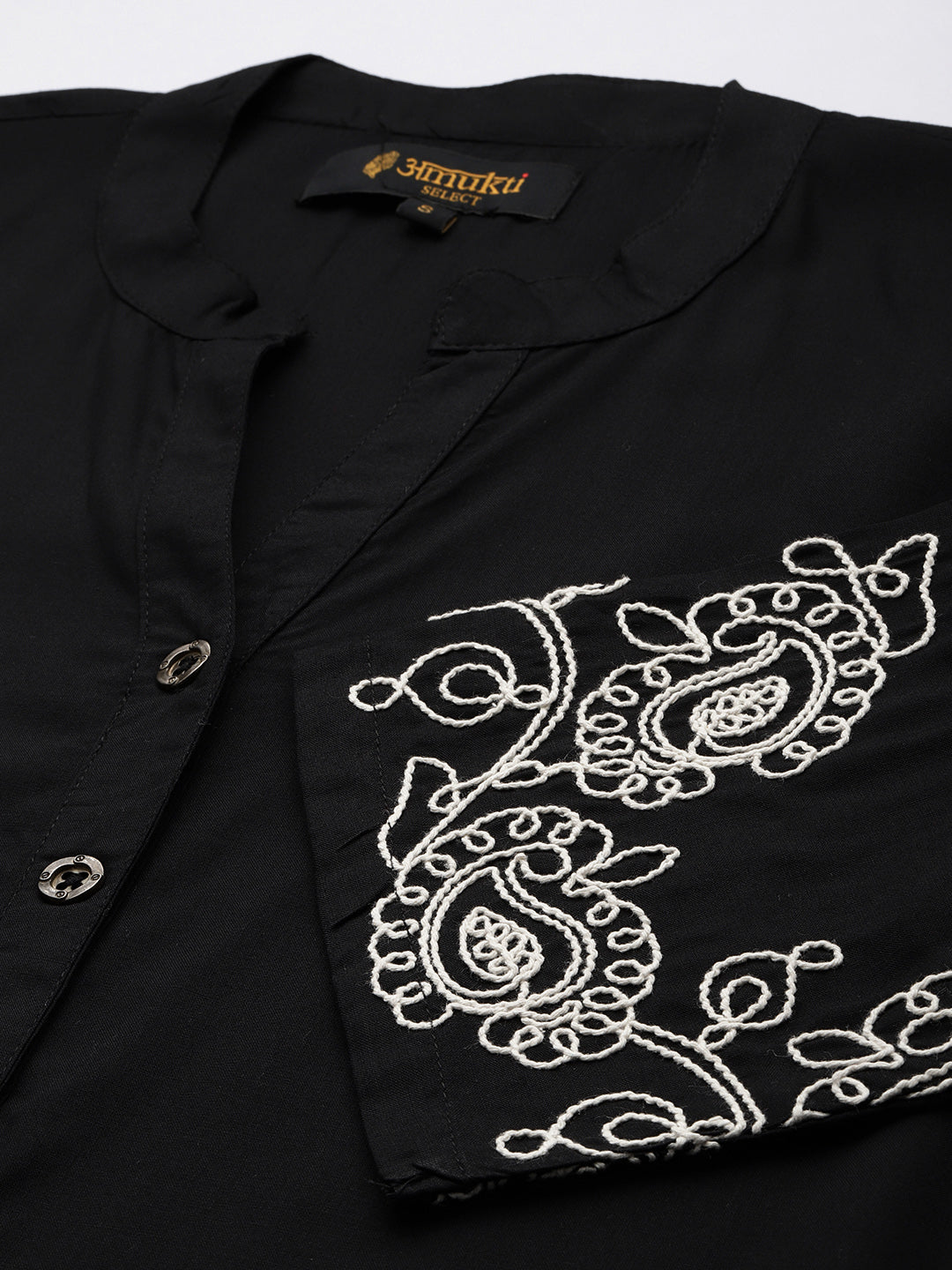 Black Floral Embroidered Thread Work Co-Ords