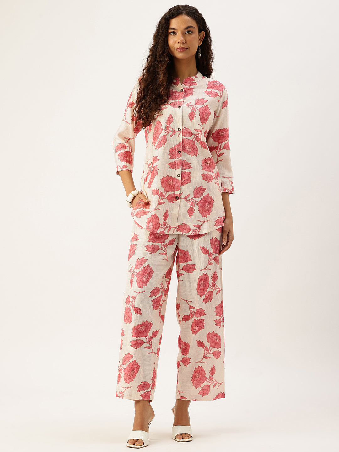 Pink Floral Printed Co-Ords