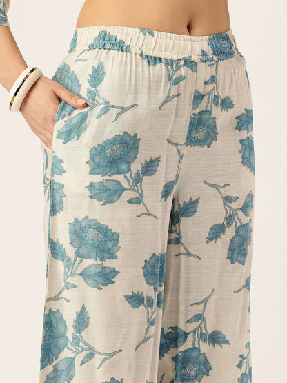Blue Floral Printed Co-Ords