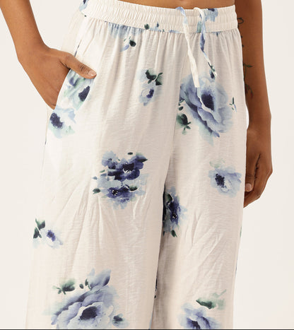 White Floral Printed Shirt & Palazzos Co-Ords Set, floral Printed Co-Ords Set, Floral Printed Palazzos Set, printed co-ords, Floral printed, co-ord set, Shirt and palazzo set, women’s co-ords, elegant co-ords, two-piece set