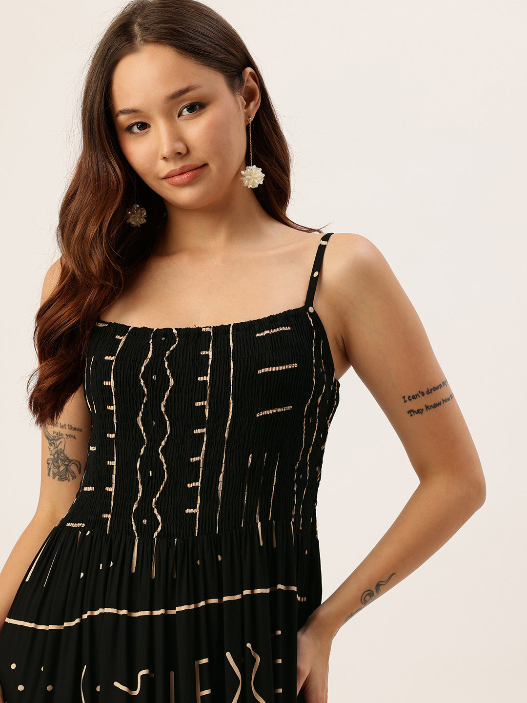 Black Fit & Flare Midi Dress, dress, black dress, midi dress, printed dress