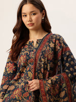 Blue Floral Printed Kurta with Trouser & Dupatta