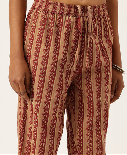 Red Floral Printed Pure Cotton Kurta with Trousers & Dupatta