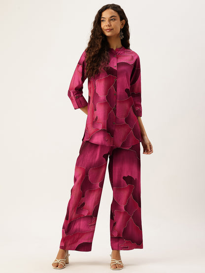 Pink Abstract Printed Co-Ords