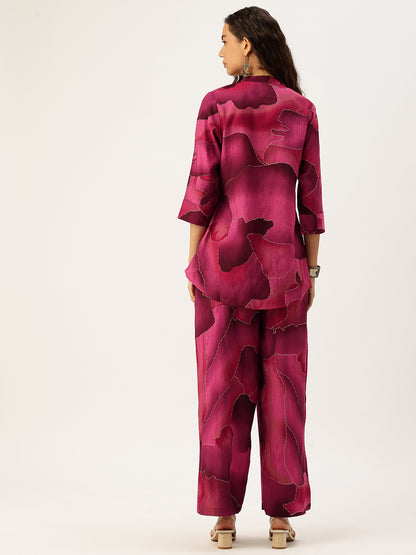 Pink Abstract Printed Co-Ords