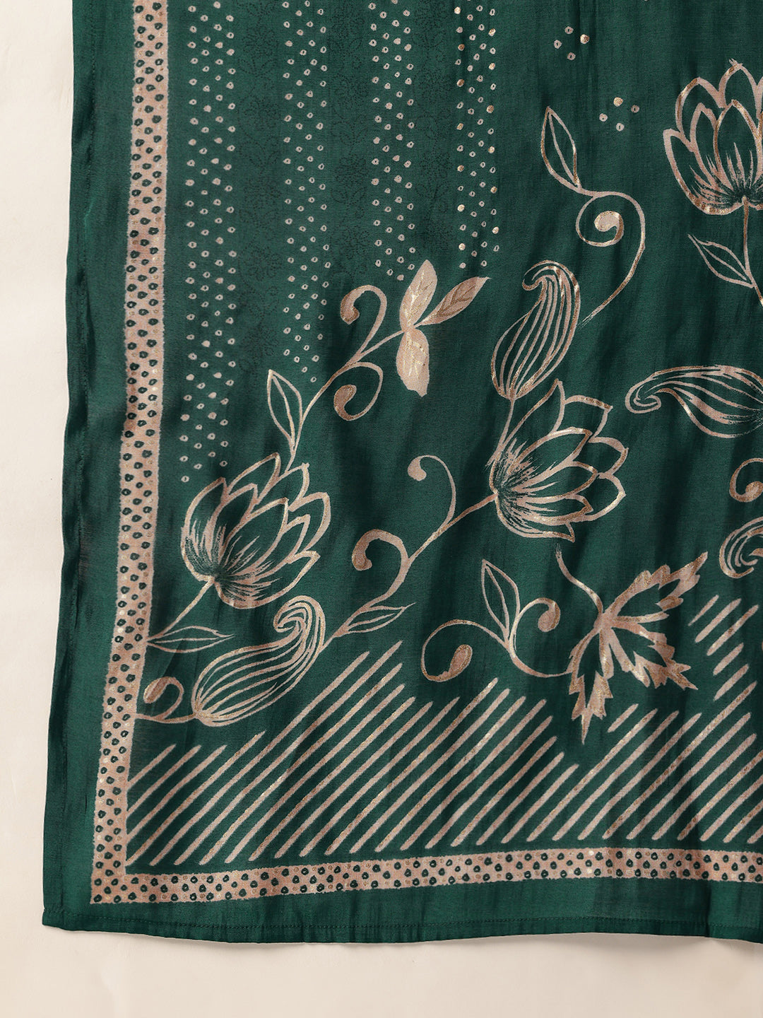 Green Floral Printed Kurta with Trousers & With Dupatta, Kurta Dupatta Set, Green Color, Green Color Printed Kurta Dupatta Set 