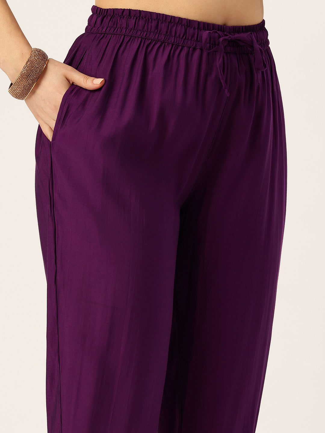 Purple Floral Printed Kurta with Trousers & With Dupatta
