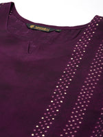 Purple Floral Printed Kurta with Trousers & With Dupatta