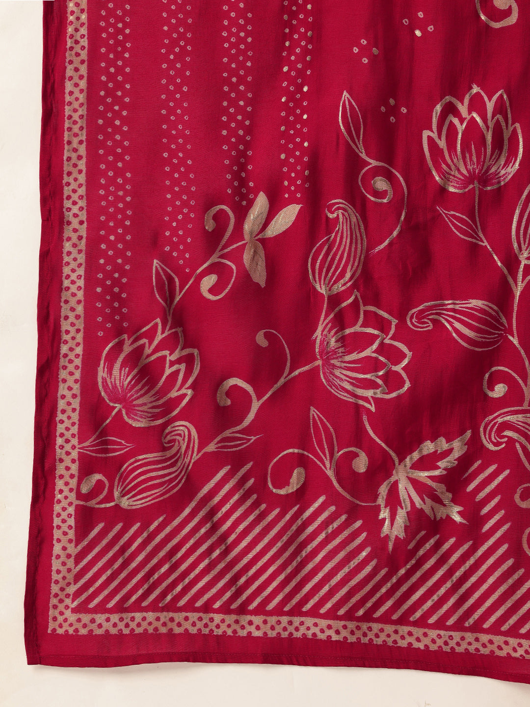 Pink Floral Printed Kurta with Trousers & With Dupatta