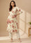 Ivory Floral Printed Mandarin Collar A-Line Kurta