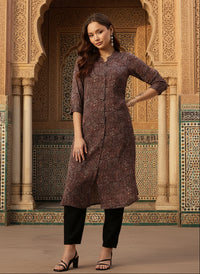 Multi Color Ethnic Motifs Printed Mandarin Collar Kurta