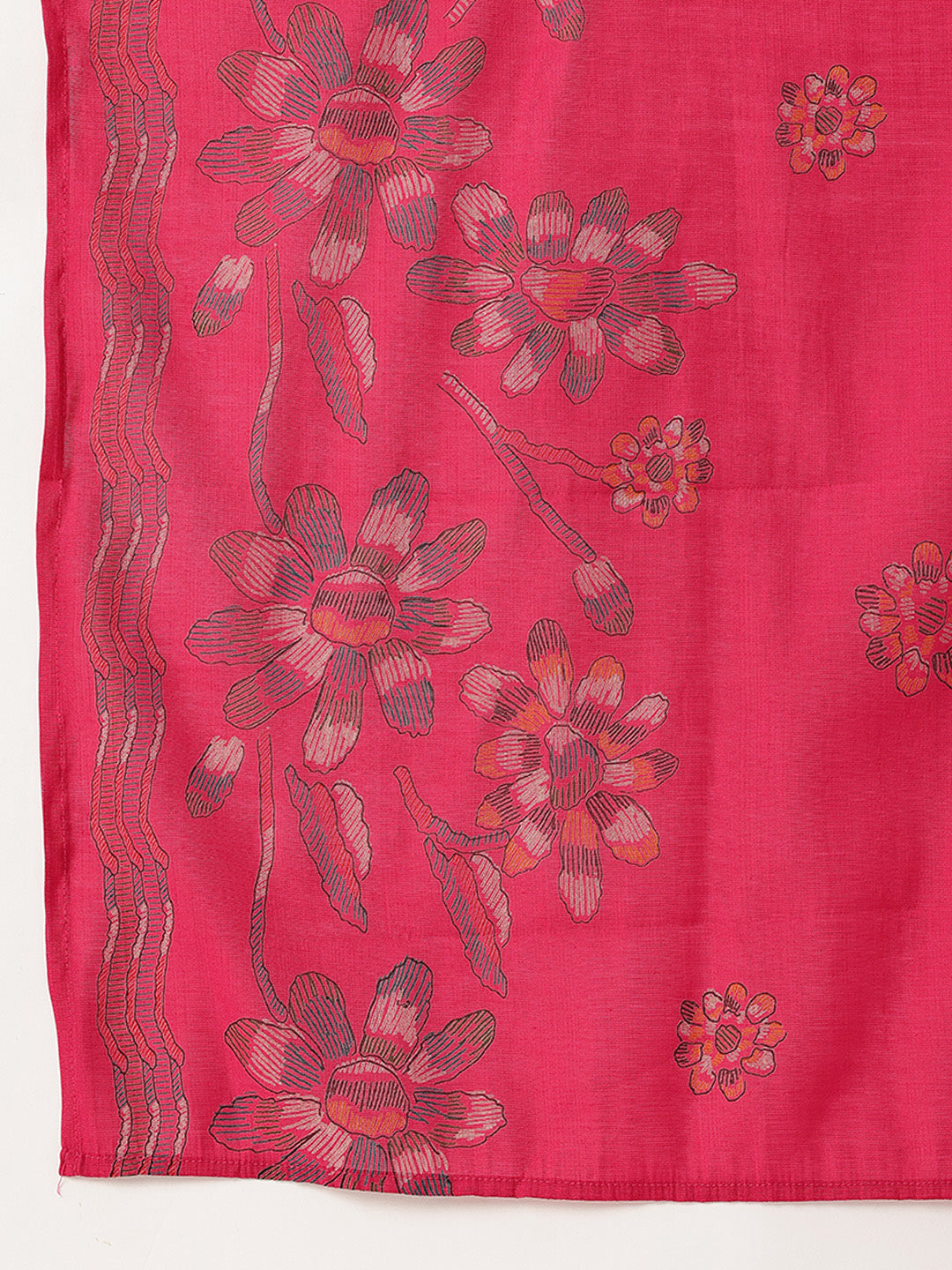 Pink Floral Printed Kurta with Trousers & With Dupatta,Floral Printed Kurta Set, Ethnic Wear Kurta Set, Dupatta Set, Festive Wear Kurti Set
