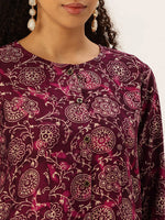 Maroon Ethnic Motifs Printed Kurta with Trousers & With Dupatta