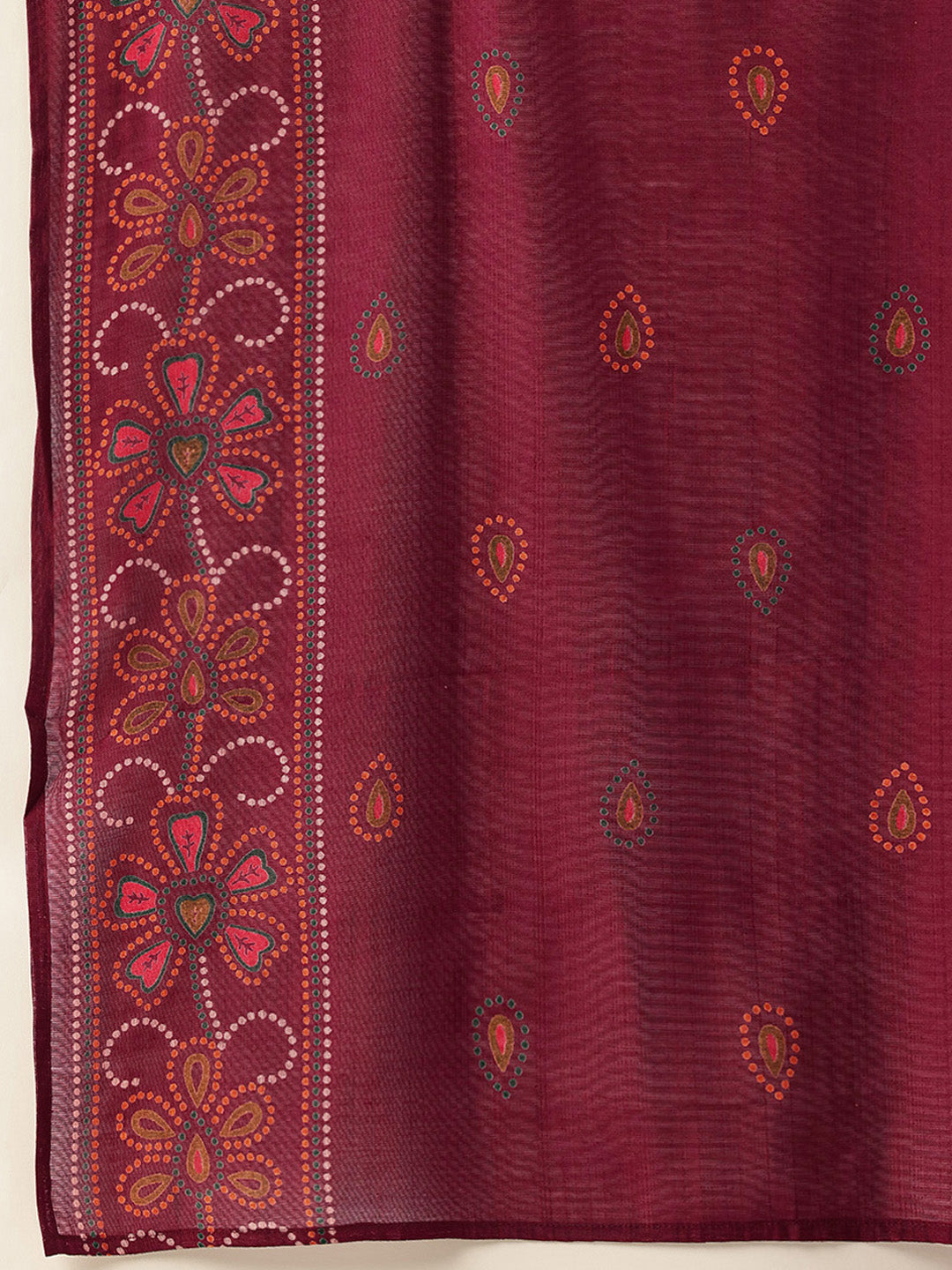Maroon Printed Kurta with Trousers & With Dupatta