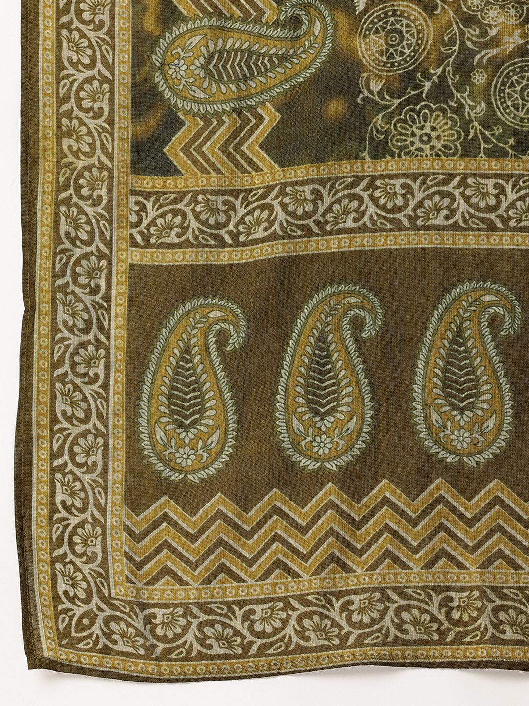 Olive Ethnic Motifs Printed Kurta with Trousers & With Dupatta