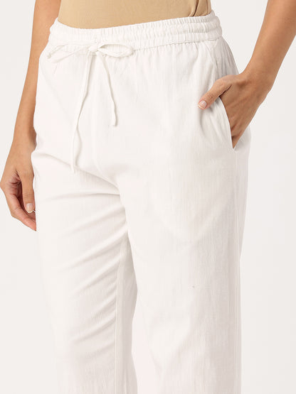 White Solid Pencil Pant