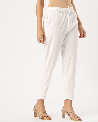 White Solid Pencil Pant