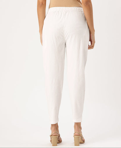 White Solid Pencil Pant
