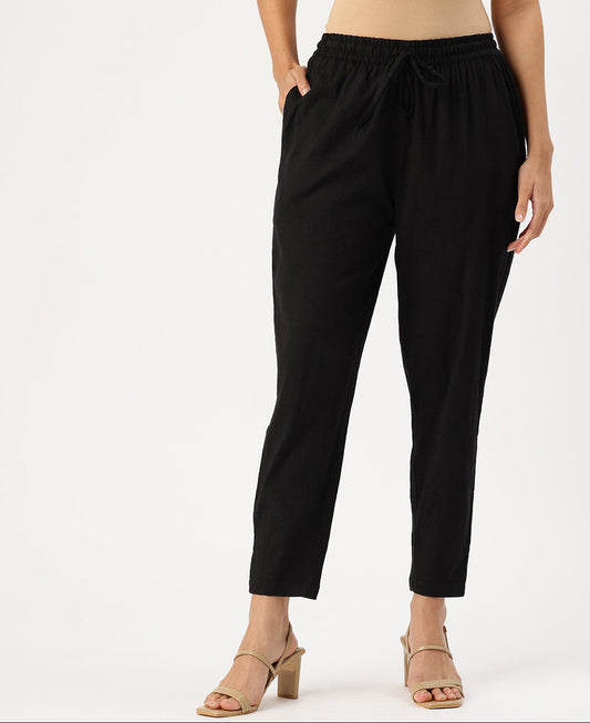 Black Solid Stretchable Pencil Pant
