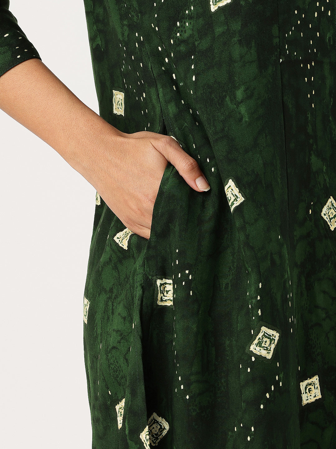 Green Geometric Printed Kurta