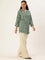 Green Viscose Rayon Mandarin Collar Printed Tunic, green tunic, printed tunic, mandarin collar tunic, viscose rayon tunic, Womens tunic top, ethnic tunic, Indian wear, casual wear, office wear
