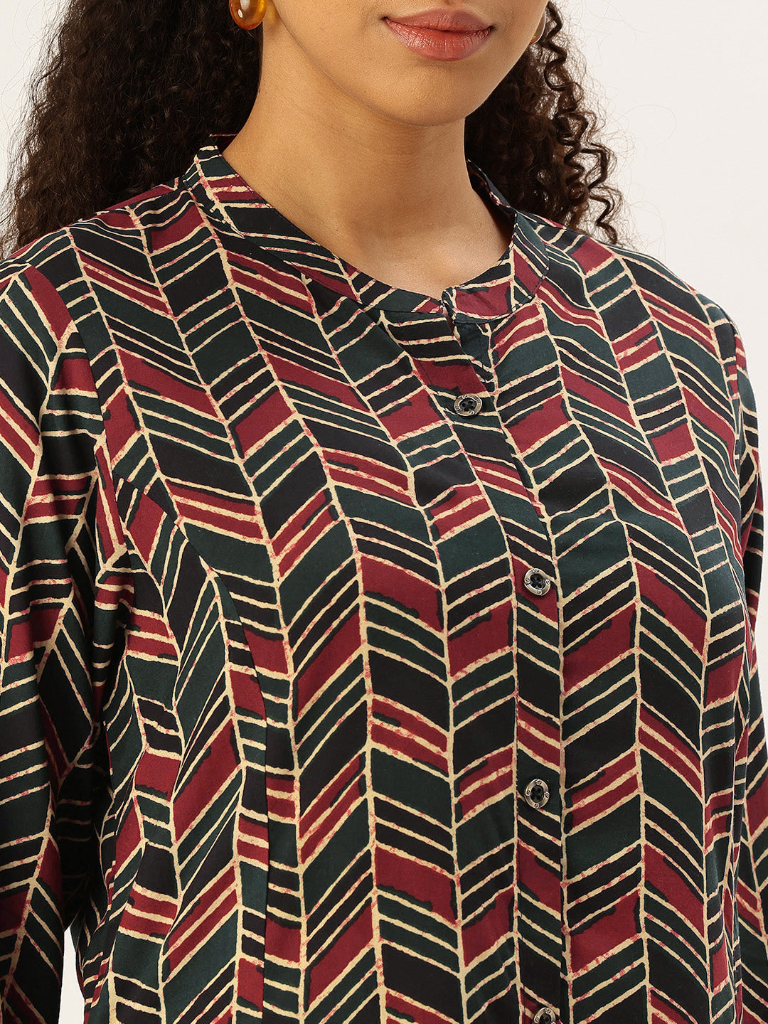 Red Geometric Printed A Line Kurta, red kurta, A-line kurta, geometric print kurta, printed kurta, Womens ethnic wear, Indian ethnic wear, casual kurta, festive kurta, daily wear kurta