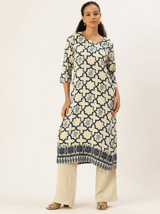 Blue Printed Straight Kurta, blue kurta, printed kurta, straight kurta, Womens ethnic wear, Indian ethnic wear, casual kurta, daily wear kurta, office wear kurta, stylish kurta