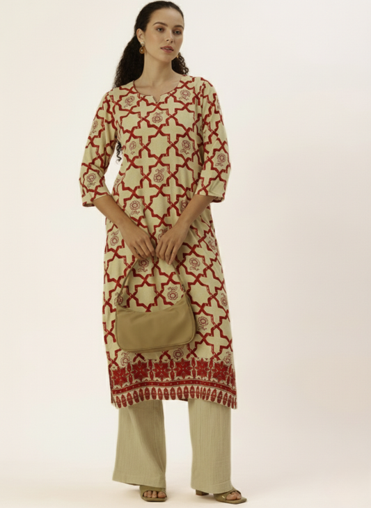 Red Printed Straight Kurta, blue kurta, printed kurta, straight kurta, Womens ethnic wear, Indian ethnic wear, casual kurta, daily wear kurta, office wear kurta, stylish kurta