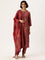Red Floral Printed Kurta with Trousers & With Dupatta, Red Kurta Set, Floral Printed Kurta, Red Floral Kurta Set, Kurta with Trousers, Kurta with Dupatta, Kurta Pant Set, Kurta Pant Dupatta Set, Printed Kurta Set, Floral Kurta Set, Women Ethnic Wear