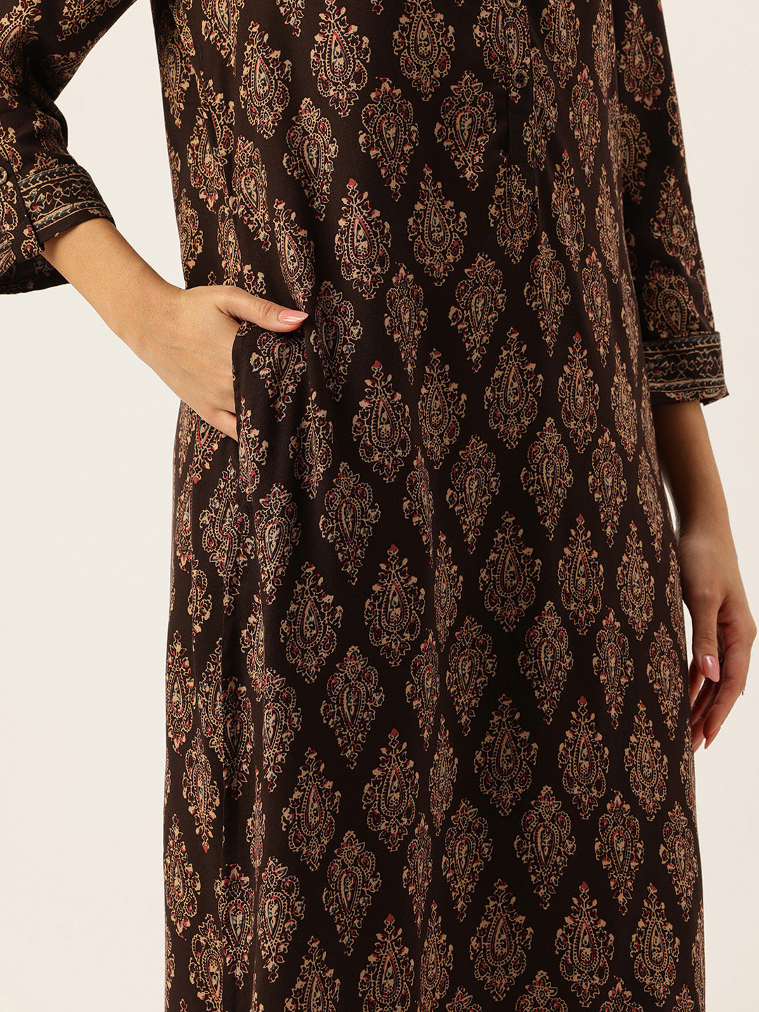 Black Ethnic Motifs Printed Kurta